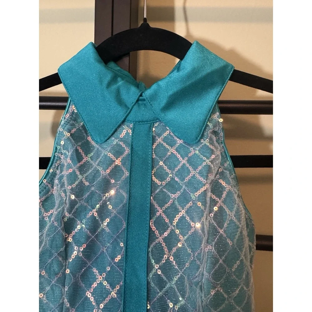 Revolution Dance Costume Blue Sequin Tutu Princess Ballerina Child's Size Medium